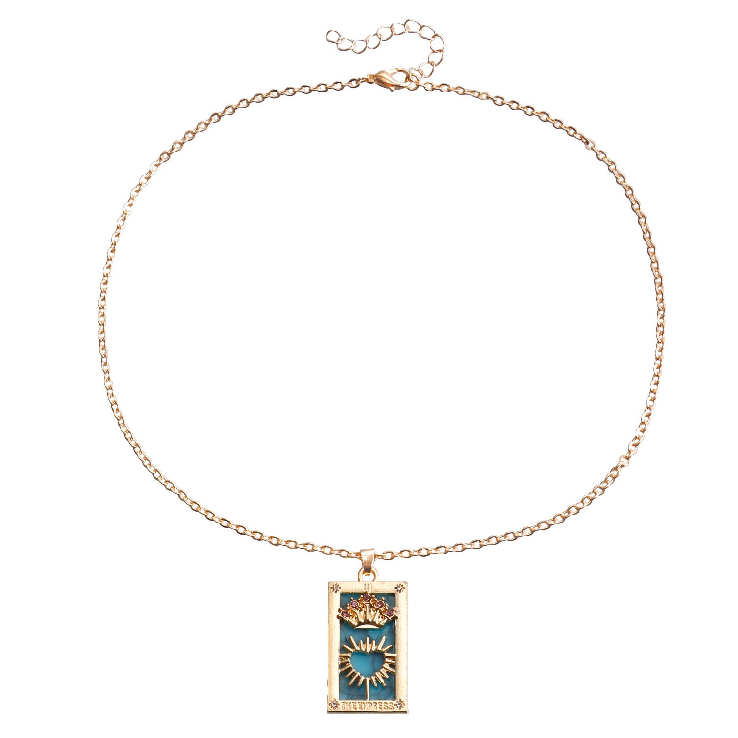 Wholesale Single Layer Metal Thin Chain Rectangular Tarot Card Square Necklace